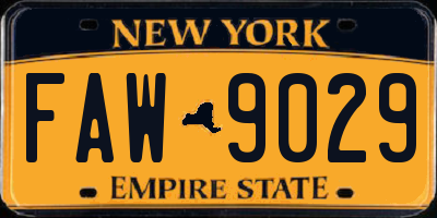 NY license plate FAW9029