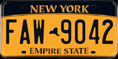 NY license plate FAW9042