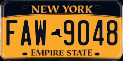 NY license plate FAW9048