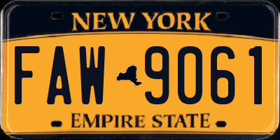 NY license plate FAW9061