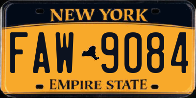 NY license plate FAW9084