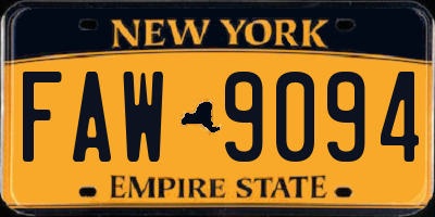 NY license plate FAW9094