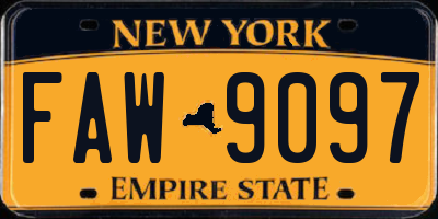NY license plate FAW9097