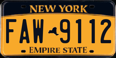 NY license plate FAW9112