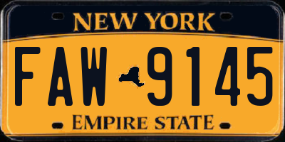 NY license plate FAW9145
