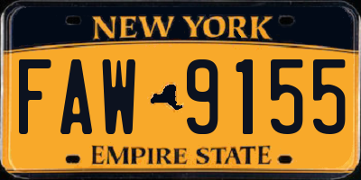 NY license plate FAW9155