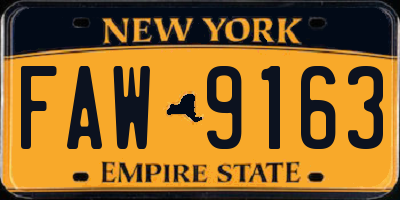 NY license plate FAW9163