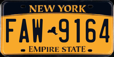 NY license plate FAW9164