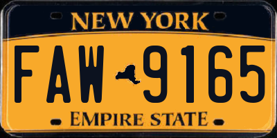 NY license plate FAW9165