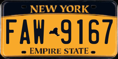 NY license plate FAW9167