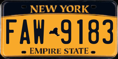 NY license plate FAW9183