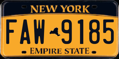 NY license plate FAW9185