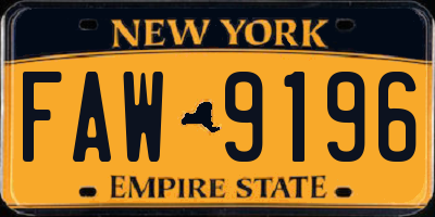 NY license plate FAW9196