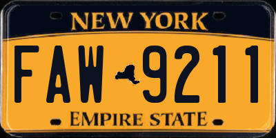 NY license plate FAW9211