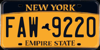 NY license plate FAW9220