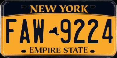 NY license plate FAW9224