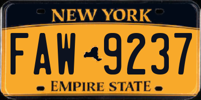 NY license plate FAW9237