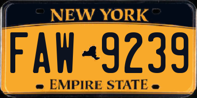 NY license plate FAW9239