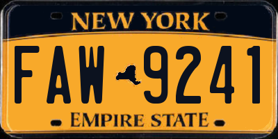 NY license plate FAW9241