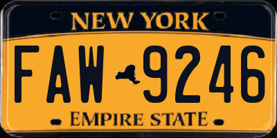 NY license plate FAW9246