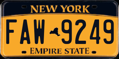 NY license plate FAW9249