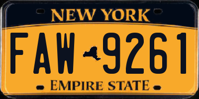 NY license plate FAW9261