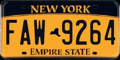 NY license plate FAW9264