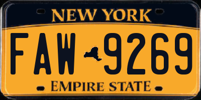 NY license plate FAW9269