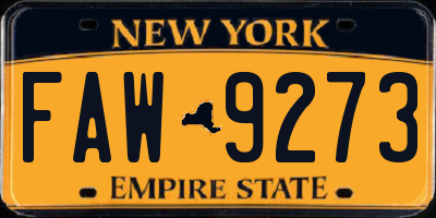 NY license plate FAW9273
