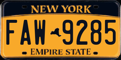 NY license plate FAW9285