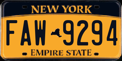 NY license plate FAW9294