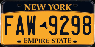 NY license plate FAW9298
