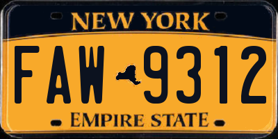 NY license plate FAW9312
