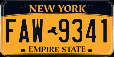 NY license plate FAW9341