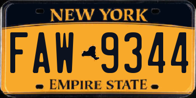 NY license plate FAW9344