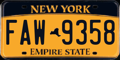 NY license plate FAW9358
