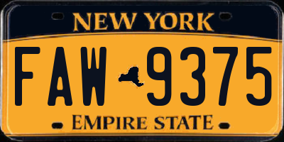 NY license plate FAW9375