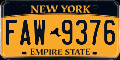 NY license plate FAW9376
