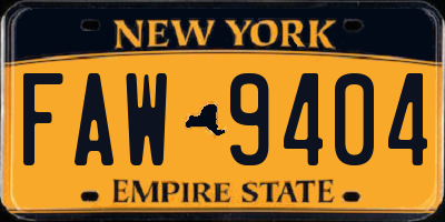 NY license plate FAW9404