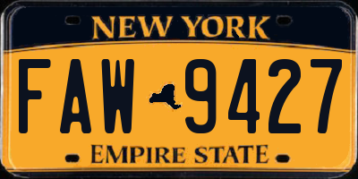 NY license plate FAW9427