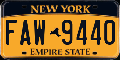 NY license plate FAW9440