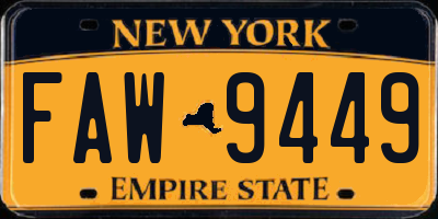 NY license plate FAW9449