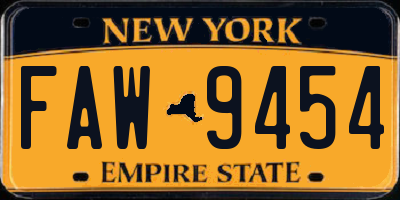 NY license plate FAW9454