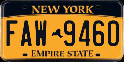 NY license plate FAW9460