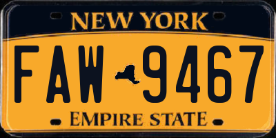NY license plate FAW9467