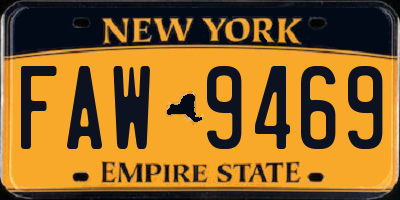 NY license plate FAW9469