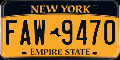 NY license plate FAW9470