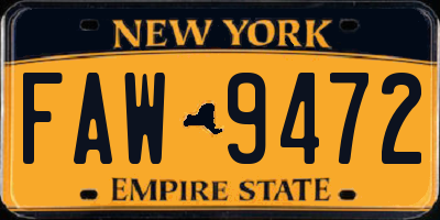 NY license plate FAW9472