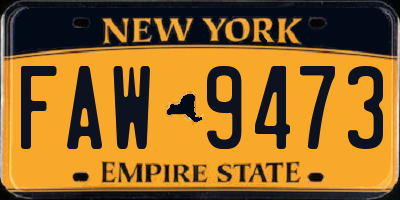 NY license plate FAW9473