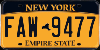 NY license plate FAW9477